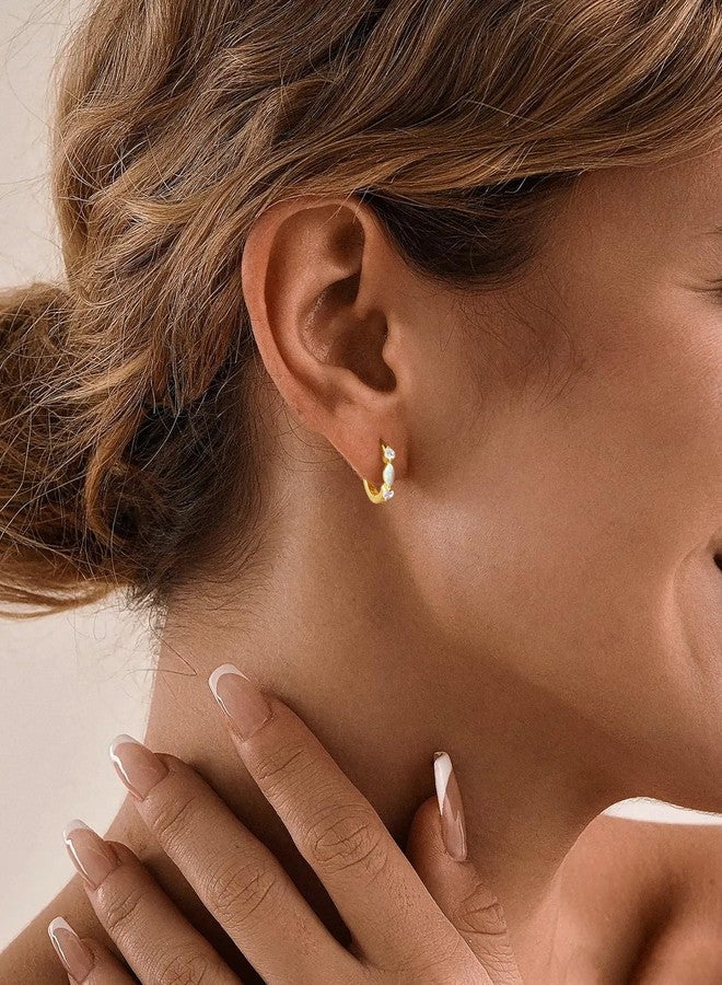 Hergory Gold Huggie Earrings for Women, Dainty 14k Gold Plated Small Cubic Zirconia Hoop Earrings for Women Non Tarnish Trendy Jewelry Gift - Image 4